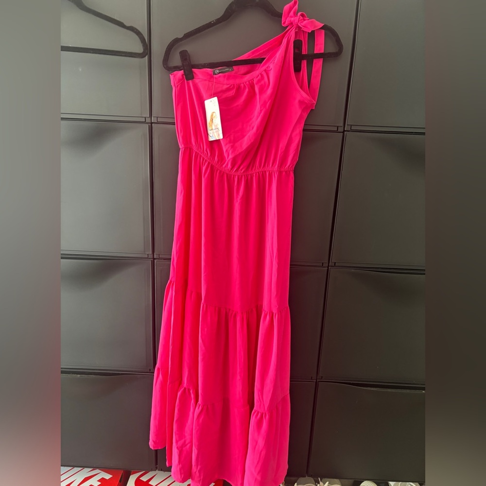 One Shoulder Pink Dress